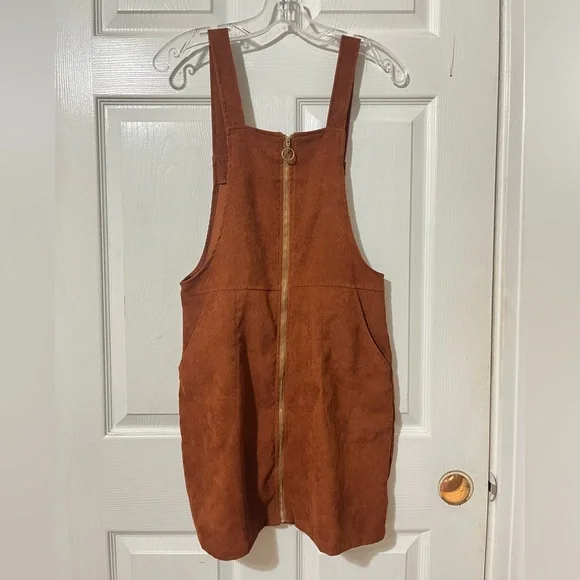 Rust Orange Corduroy Overall Dress - Picture 1 of 2